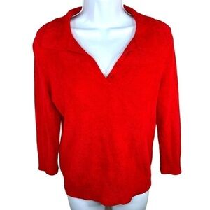 S Vintage 90’s Red Sweater Long Sleeve Stretch Small 4 6 Collared Y2k